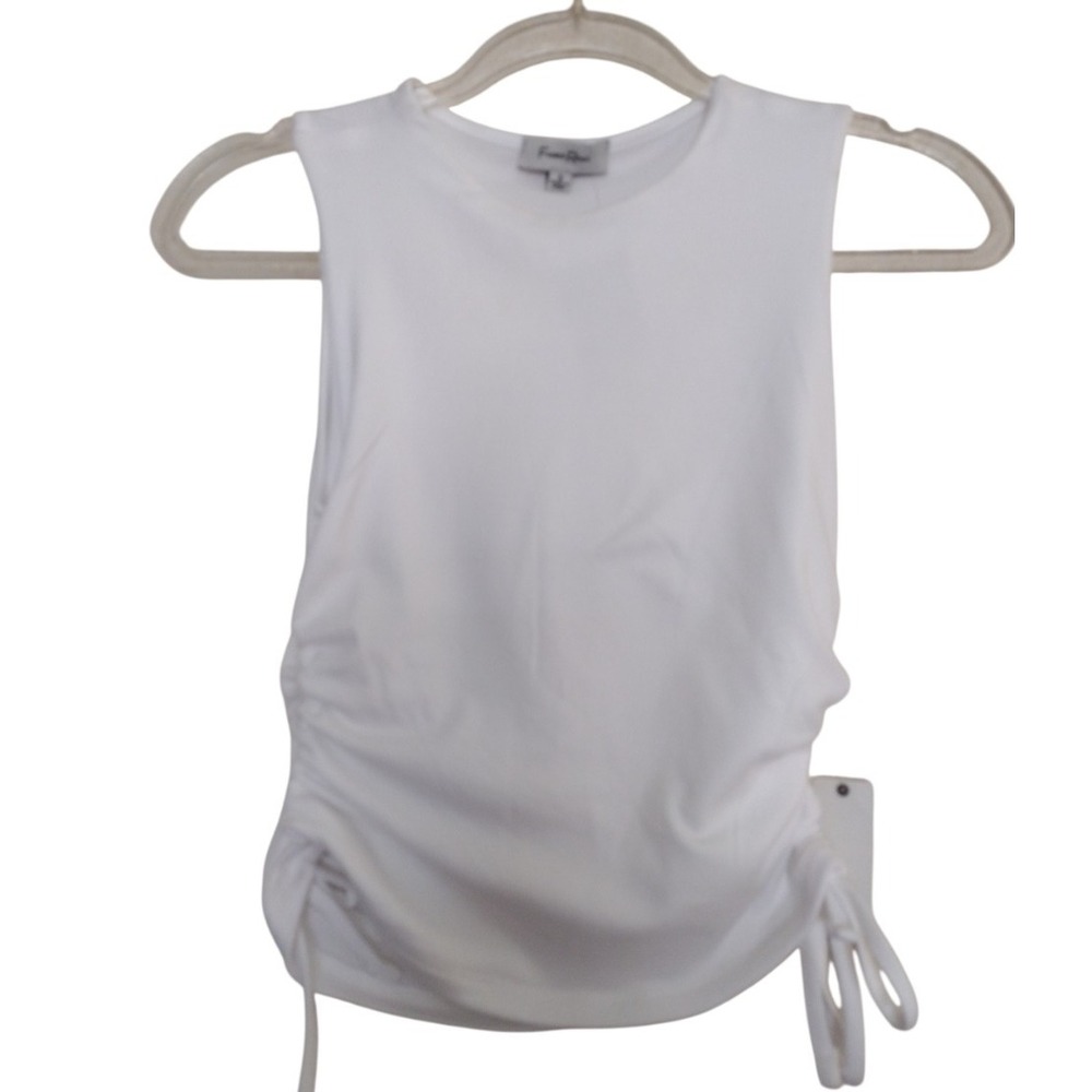 Faded Rose Blouse Woman S White High Neck Cropped Ruched Top Sleeveless Junior
